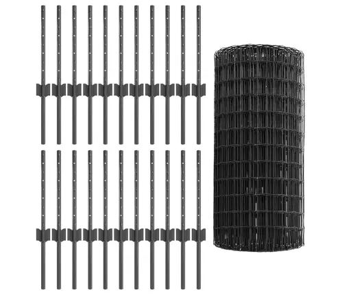 Tvora Su Stulpais Pilka 0.4 X 50 M Plienas