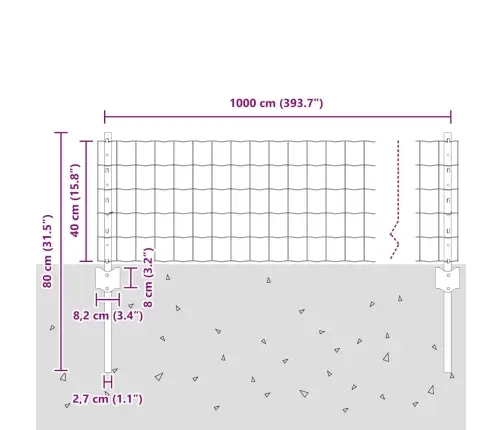 Eiropas Žogs Ar 5 U Stabiem Pelēks 0.4X10 M Tērauds Vidaxl