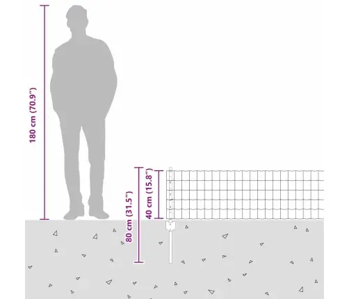 Eiropas Žogs Ar 5 U Stabiem Pelēks 0.4X10 M Tērauds Vidaxl
