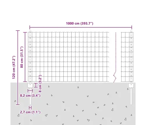 Eiropas Žogs Ar 5 U Posti Pelēks 0,8X10 M Tērauds Vidaxl