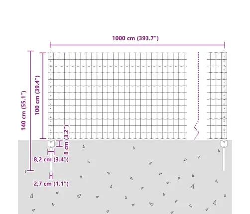 Euro Žogs Ar 10 U Stabiem Pelēks 1X10 M Tērauds Vidaxl