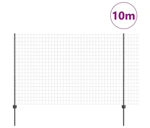 Euro Žogs Ar 10 U Stabiem Pelēks 1,6X10 M Tērauds Vidaxl