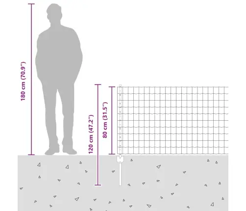 Tvora Su Stulpais Pilka 0,8 X 25 M Plienas