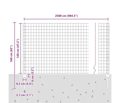 Dārza Žogu Komplekts Pelēka 1.2 X 25 M Pulverkrāsots Tērauds Vidaxl