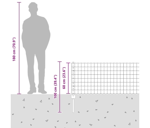Tvora Su Stulpais Pilka 0.6 X 50 M Plienas