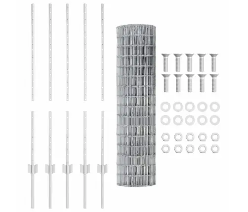 Eiro Žogs Ar 10 U Stabiem Sudrabs 1X10 M Tērauds Vidaxl