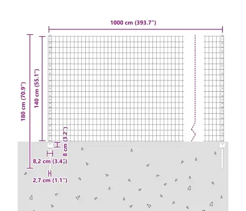 Eiropas Žogs Ar 10 U Stabiem Sudrabs 1,4X10 M Tērauds Vidaxl