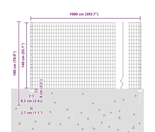 Eiropas Žogs Ar 10 U Stabiem Sudrabs 1,4X10 M Tērauds Vidaxl