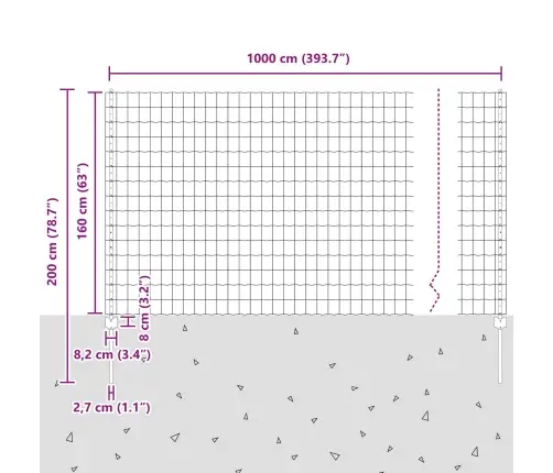 Euro Žogs Ar 10 U Stabiem Sudrabs 1,6X10 M Tērauds Vidaxl