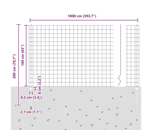 Euro Žogs Ar 10 U Stabiem Sudrabs 1,6X10 M Tērauds Vidaxl