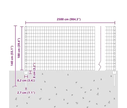 Eiro Žogs Ar 22 U Stabiem Sudraba 1X25 M Tērauds Vidaxl