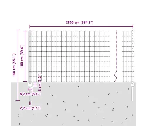 Aed Koos Postidega Hõbedane 1 X 25 M Teras