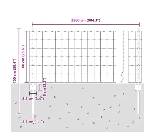 Aed Koos Postidega Hõbedane 0.6 X 25 M Teras Aed Koos Postidega Hõbedane 0.6 X 25 M Teras