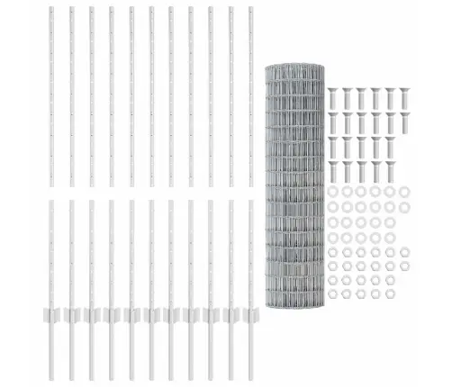 Euro Žogs Ar 22 U Stabiem Sudrabs 1,2X25 M Tērauds Vidaxl