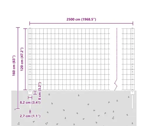 Tvora Su Stulpais Sidabro 1.2 X 25 M Plienas