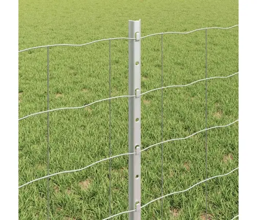 Eiropas Žogs Ar 11 U Stabiem Sudraba 0,6X25 M Tērauds Vidaxl