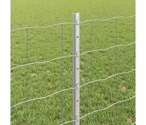 Eiropas Žogs Ar 11 U Posteņiem Sudrabs 0,8X25 M Tērauds Vidaxl