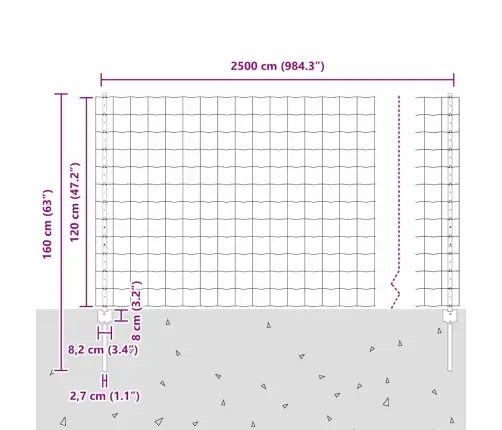 Euro Žogs Ar 22 U Stabiem Sudrabs 1,2X25 M Tērauds Vidaxl