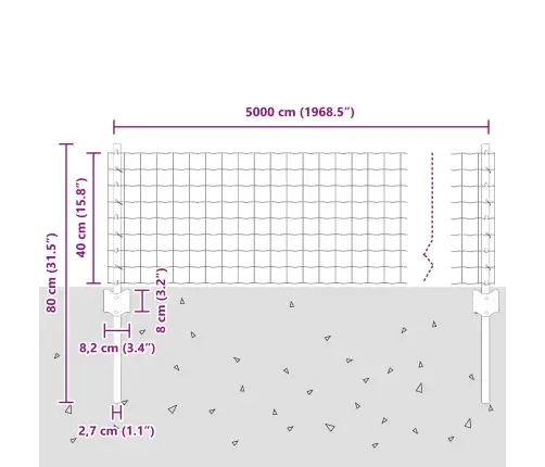 Eiropas Žogs Ar 22 U Stabiem Sudraba 0,4X50 M Tērauds Vidaxl