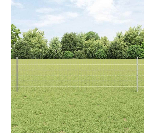 Eiropas Žogs Ar 11 U Stabiem Sudrabains 0,6X50 M Tērauds Vidaxl
