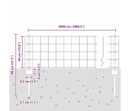 Eiropas Žogs Ar 11 U Stabiem Sudrabs 0.4 X 50 M Tērauds Vidaxl