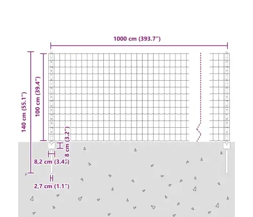 Eiropas Žogs Ar 10 U Stabiem Sudrabs 1X10 M Tērauds Vidaxl