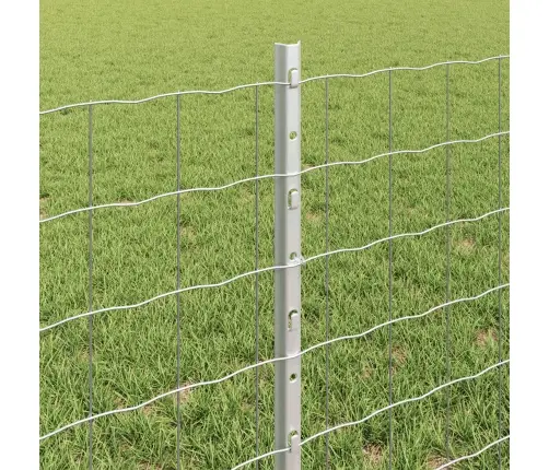 Euro Žogs Ar 11 U Stabiem Sudrabs 0,6X25 M Tērauds Vidaxl