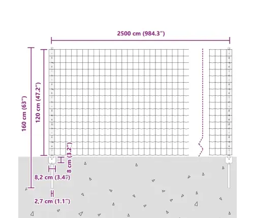 Eiro Žogs Ar 22 U Stabiem Sudraba 1,2X25 M Tērauds Vidaxl