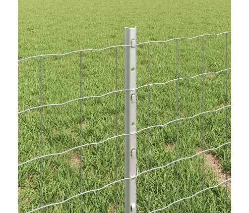 Euro Žogs Ar 22 U Stabiem Sudrabs 0,4X50 M Tērauds Vidaxl