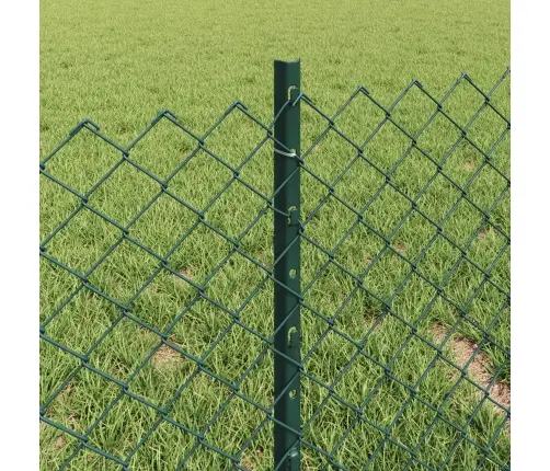 Ķēdes Sieta Žogs Ar 10 U Stabiem Zaļā Krāsā 0.4X10 M Tērauda Vidaxl