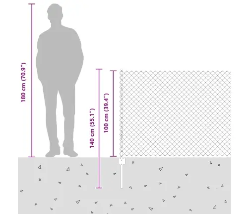 Ķēdes Sieta Žogs Ar 10 U Stabiem Zaļā 1X10 M Tērauda Vidaxl