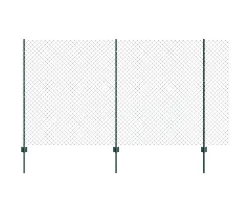 Ķēdes Žogs Ar 10 U Stabiem Zaļš 1.4X10 M Tērauds Vidaxl