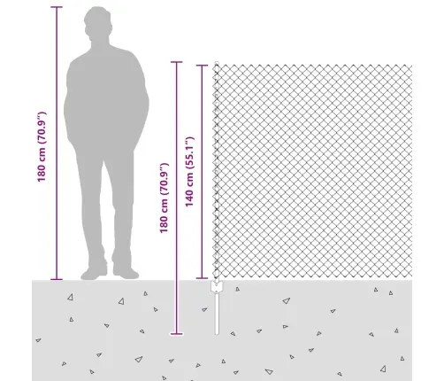 Ķēdes Žogs Ar 10 U Stabiem Zaļš 1.4X10 M Tērauds Vidaxl