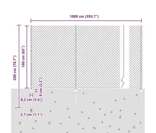 Kēķu Žogs Ar 10 U Stabiem Zaļš 1.6X10 M Tērauds Vidaxl