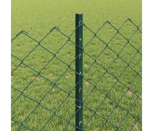 Ķēdes Žogs Ar 10 U Stabiem Zaļš 0.8X10 M Tērauds Vidaxl