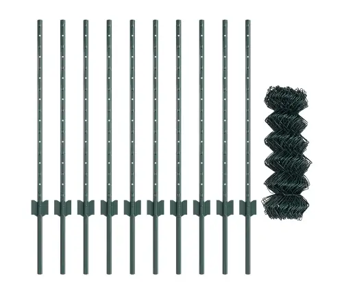 Tvora Su Stulpais Žalia 0,8 X 10 M Plienas Ir Pvc