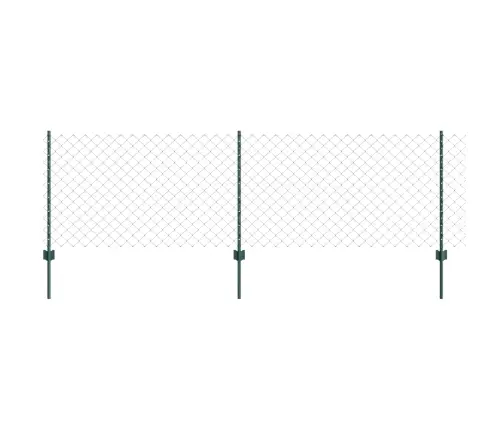 Ķēdes Žogs Ar 10 U Stabiem Zaļš 0.8X10 M Tērauds Vidaxl