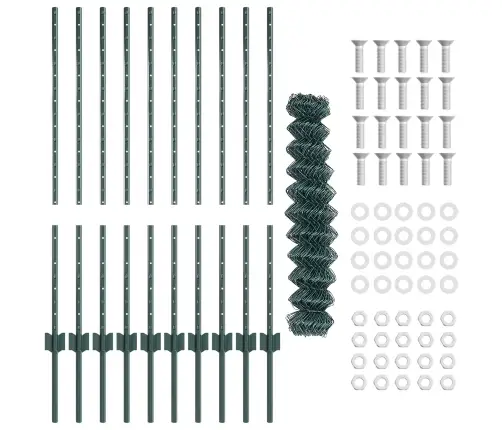 Tvora Su Stulpais Žalia 1 X 10 M Plienas Ir Pvc
