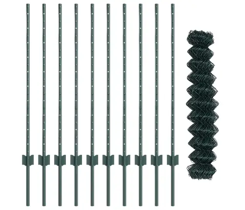 Tvora Su Stulpais Žalia 1 X 10 M Plienas Ir Pvc