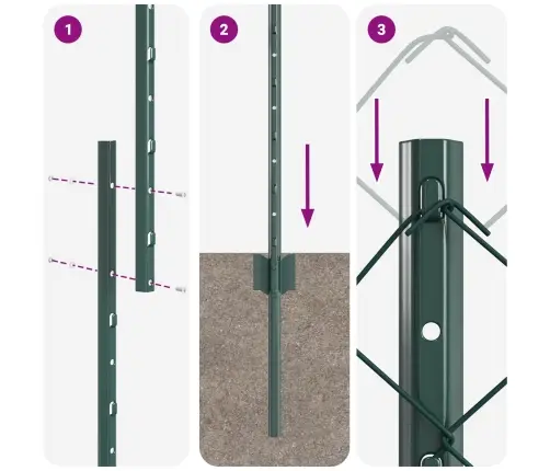 Tvora Su Stulpais Žalia 1 X 10 M Plienas Ir Pvc