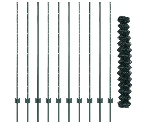 Tvora Su Stulpais Žalia 1,4 X 10 M Plienas Ir Pvc