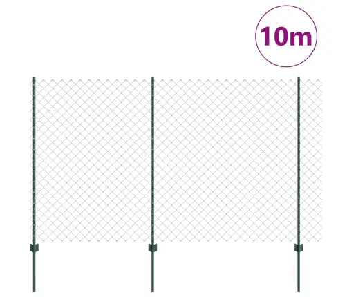 Žoga Tīkla Siets Ar 10 U Stabiem Zaļā Krāsā 1.5X10 M Tērauda Vidaxl