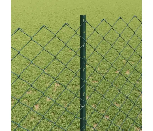 Ķēdes Sieta Žogs Ar 10 U Balstiem Zaļš 1.6X10 M Tērauda Vidaxl