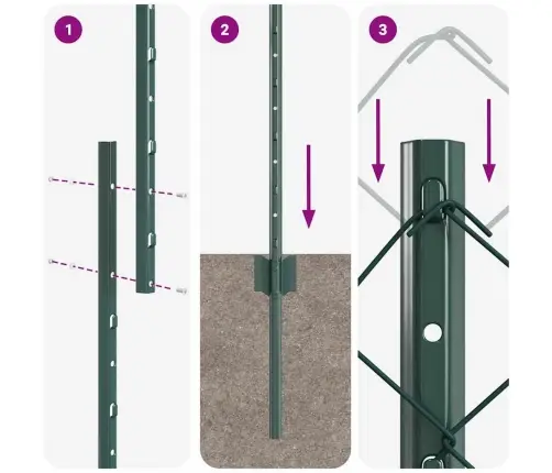 Ķēdes Sieta Žogs Ar 10 U Balstiem Zaļš 1.6X10 M Tērauda Vidaxl