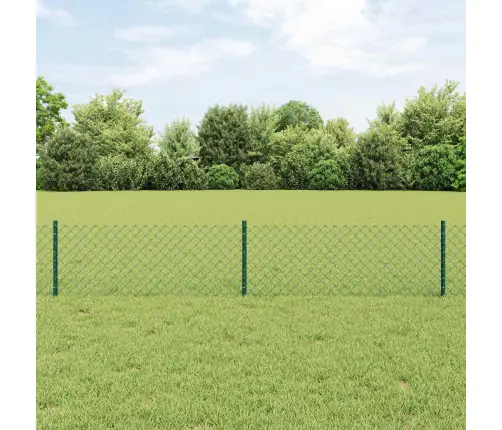Ķēdes Žogs Ar 22 U Stabiem Zaļš 0.4X25 M Tērauds Vidaxl