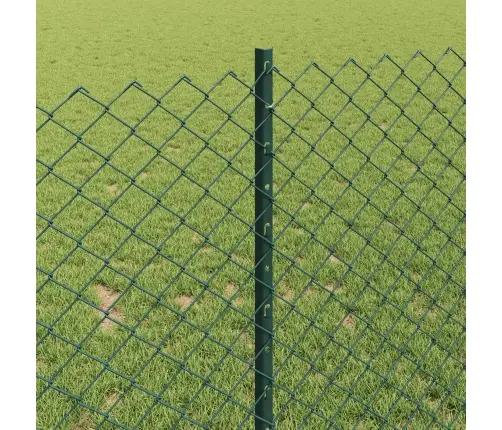 Ķēdes Sieta Žogs Ar 22 U Stabiem Zaļš 1X25 M Tērauds Vidaxl