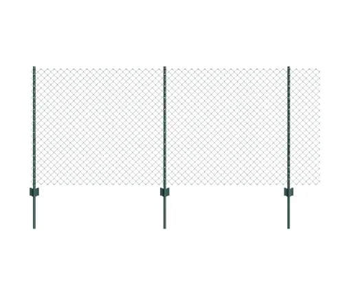 Ķēdes Sieta Žogs Ar 22 U Stabiem Zaļš 1X25 M Tērauds Vidaxl