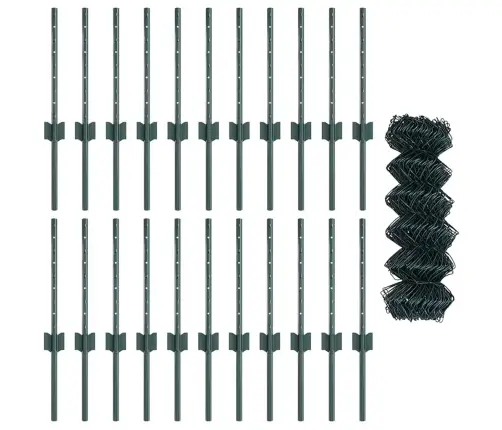Ķēdes Sēta Ar 22 U Stabiem Zaļā Krāsā 0.4X25 M Tērauds Vidaxl