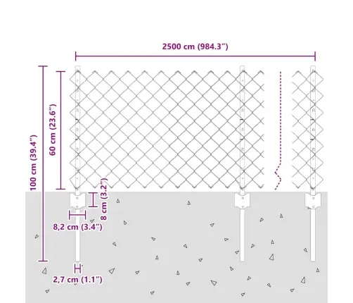 Ķēdes Siets Ar 22 U Stabiem Zaļš 0.6X25 M Tērauds Vidaxl