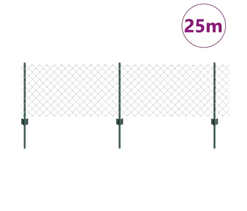Ķēdes Siets Ar 22 U Stabiem Zaļš 0.6X25 M Tērauds Vidaxl
